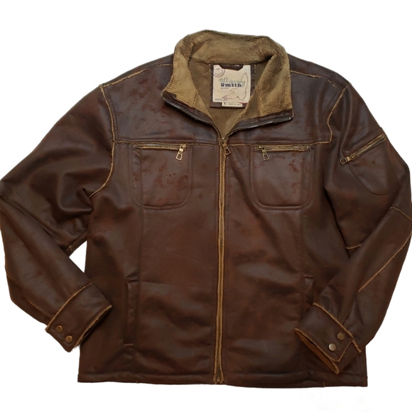 WHISPERING SMITH Brown Faux Leather & Fur Lined Jacket - Picture 1 of 15